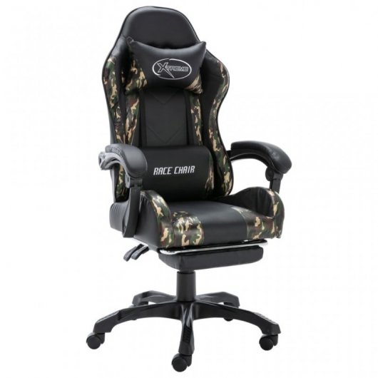 VidaXL Cadeira Gaming com Apoio para Pés Couro Sintético Camuflado