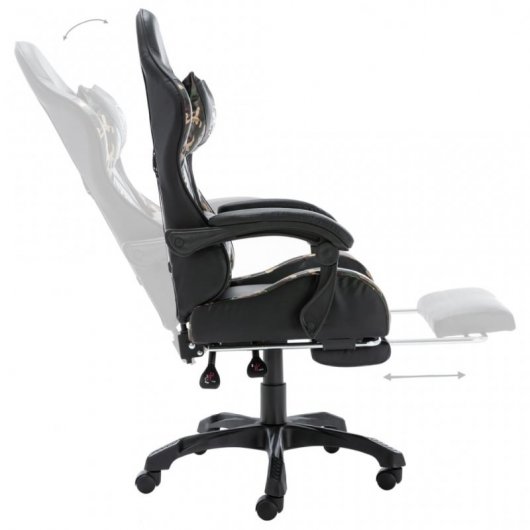 VidaXL Cadeira Gaming com Apoio para Pés Couro Sintético Camuflado