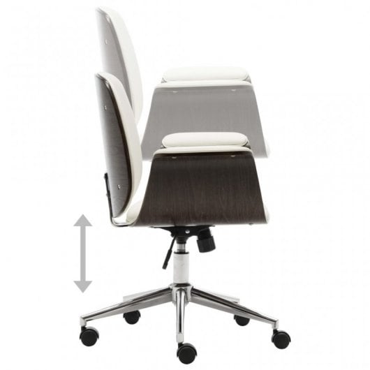 VidaXL Silla de Oficina Madera Curvada Blanca