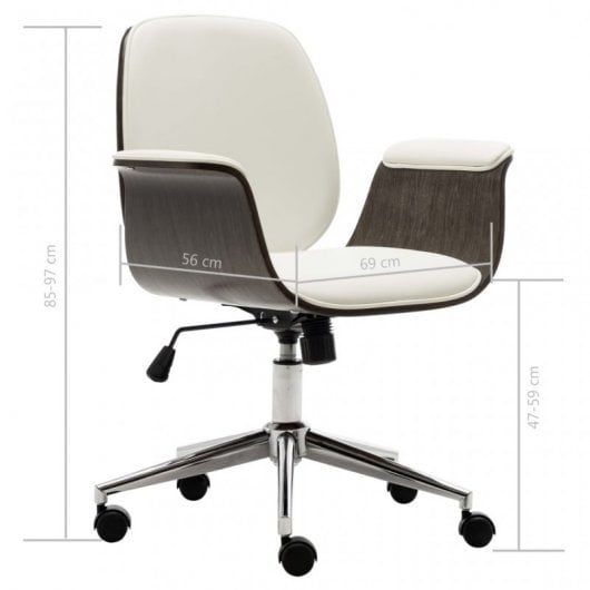 VidaXL Silla de Oficina Madera Curvada Blanca