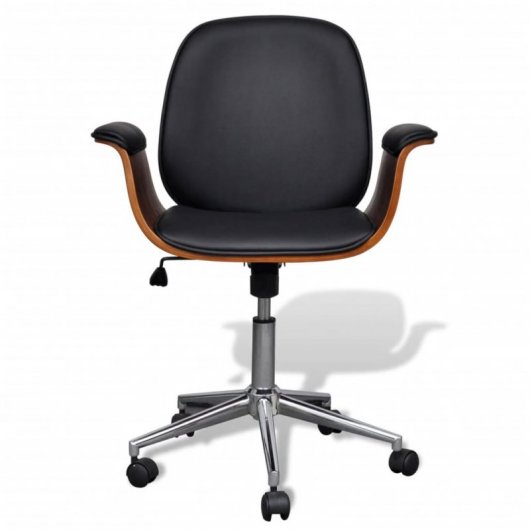 VidaXL Chaise de bureau pivotante en bois courbé noir