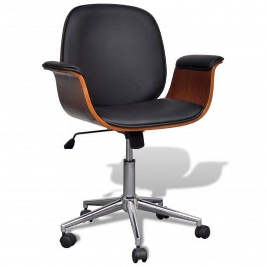 VidaXL Chaise de bureau pivotante en bois courbé noir
