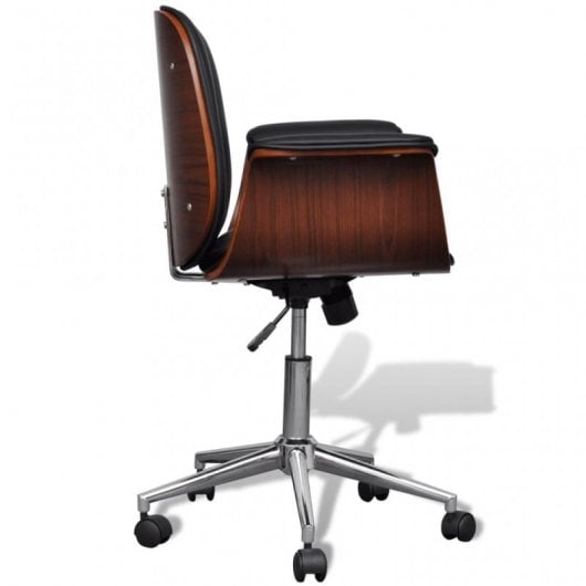 VidaXL Chaise de bureau pivotante en bois courbé noir