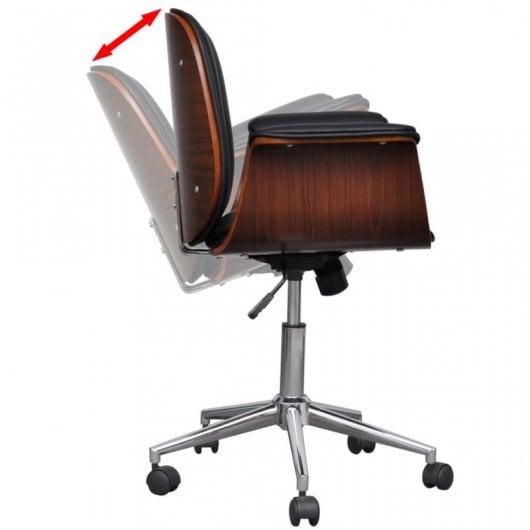 VidaXL Chaise de bureau pivotante en bois courbé noir