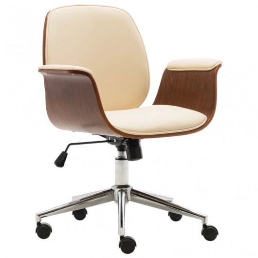 VidaXL Silla de Oficina Madera Curvada Crema