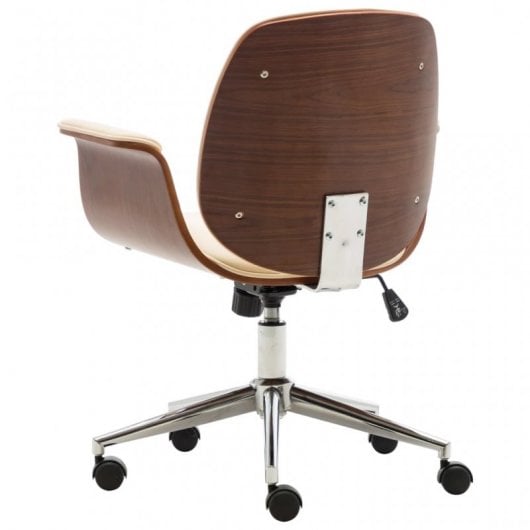 VidaXL Silla de Oficina Madera Curvada Crema