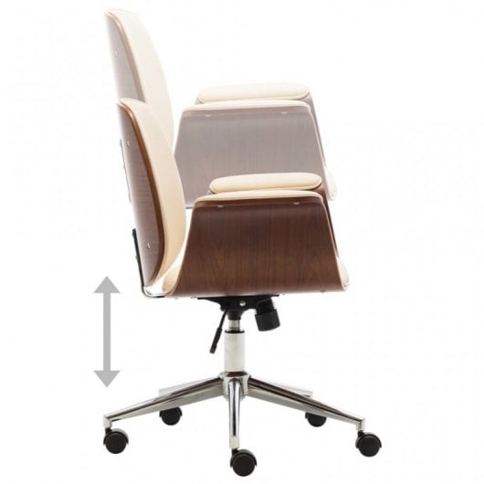 VidaXL Silla de Oficina Madera Curvada Crema