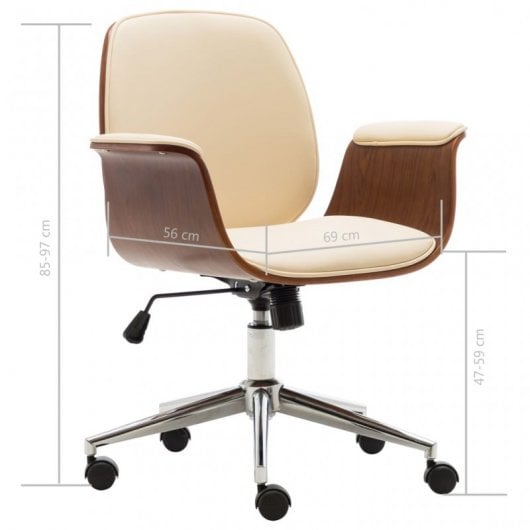 VidaXL Silla de Oficina Madera Curvada Crema