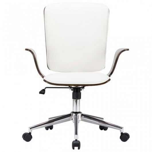 VidaXL chaise de bureau pivotante cuir synthétique bois courbé blanc