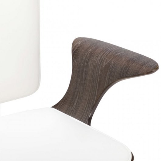 VidaXL chaise de bureau pivotante cuir synthétique bois courbé blanc