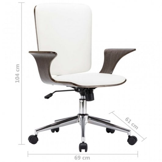 VidaXL chaise de bureau pivotante cuir synthétique bois courbé blanc