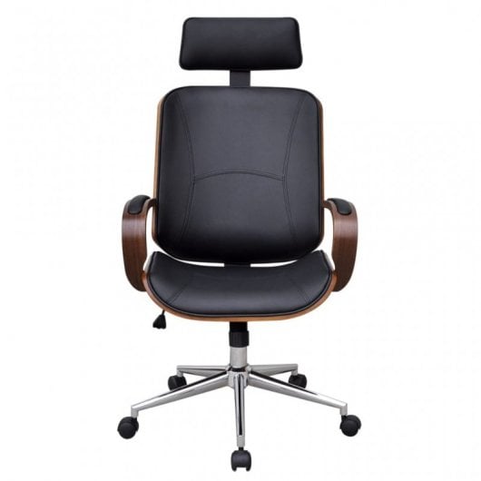 VidaXL chaise de bureau pivotante bois courbé marron/noir