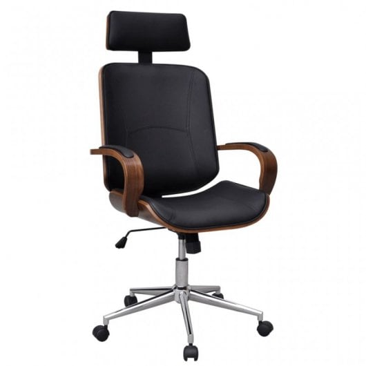VidaXL chaise de bureau pivotante bois courbé marron/noir