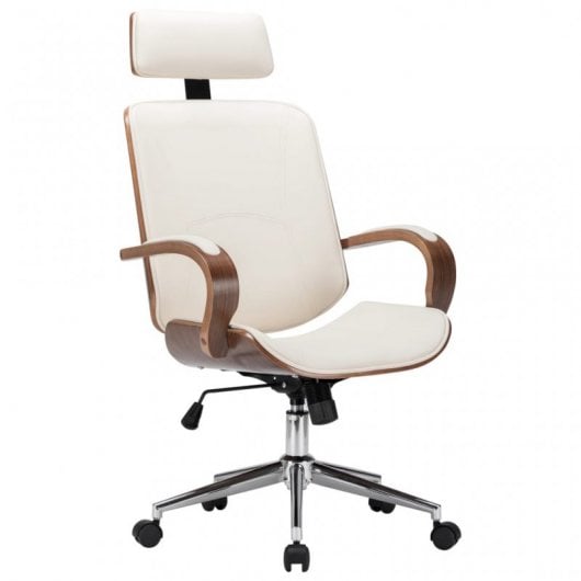 VidaXL Chaise de bureau avec appui-tête Bois/Crème