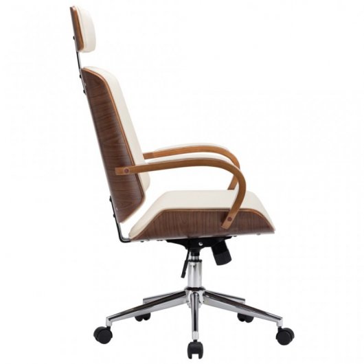 VidaXL Chaise de bureau avec appui-tête Bois/Crème