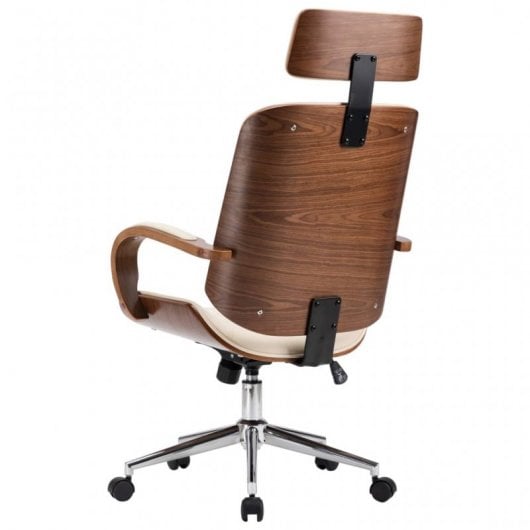 VidaXL Chaise de bureau avec appui-tête Bois/Crème