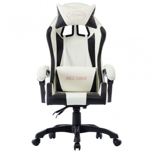 VidaXL Cadeira Gaming Couro Sintético Preta/Branca