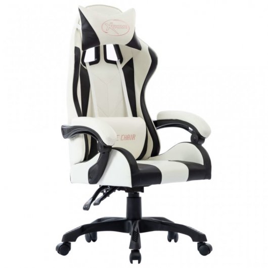VidaXL Cadeira Gaming Couro Sintético Preta/Branca