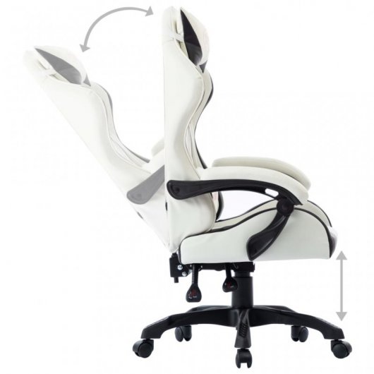 VidaXL Cadeira Gaming Couro Sintético Preta/Branca