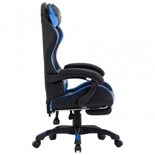 VidaXL Silla Gaming con Reposapiés Cuero Sintético Azul/Negro
