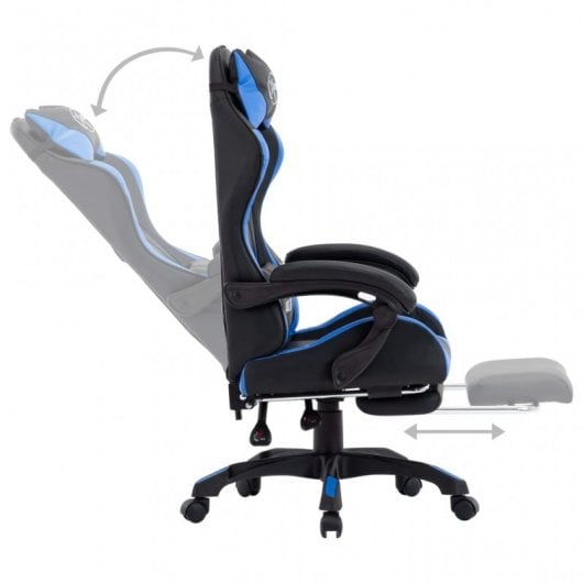 Sedia da gaming VidaXL con poggiapiedi in pelle sintetica blu/nera