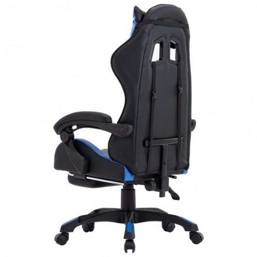 VidaXL Silla Gaming con Reposapiés Cuero Sintético Azul/Negro