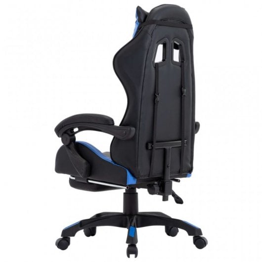 Sedia da gaming VidaXL con poggiapiedi in pelle sintetica blu/nera