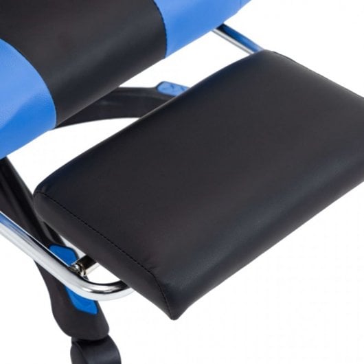 VidaXL Silla Gaming con Reposapiés Cuero Sintético Azul/Negro