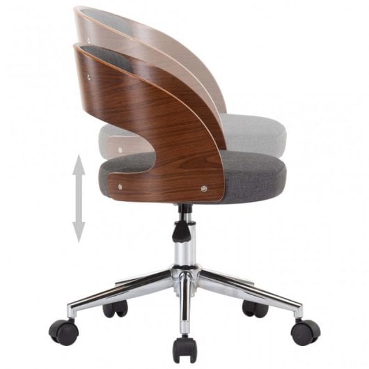 VidaXL Silla Oficina Giratoria Curvada Madera/Gris