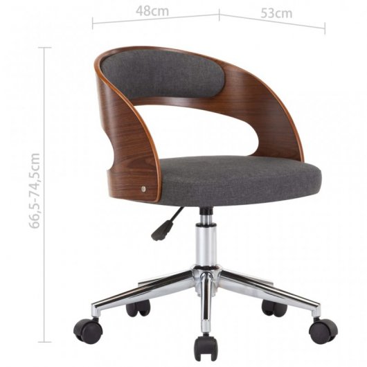VidaXL Silla Oficina Giratoria Curvada Madera/Gris