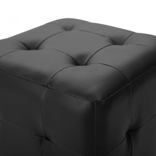 vidaXL Puf 2 unidades cuero sintético negro 30x30x30 cm