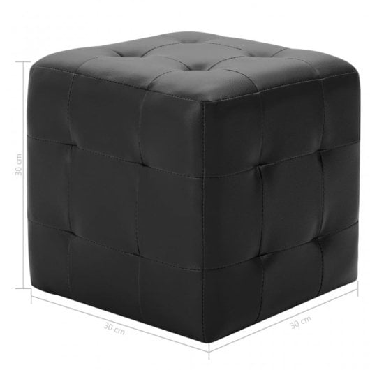 vidaXL Puf 2 unidades cuero sintético negro 30x30x30 cm