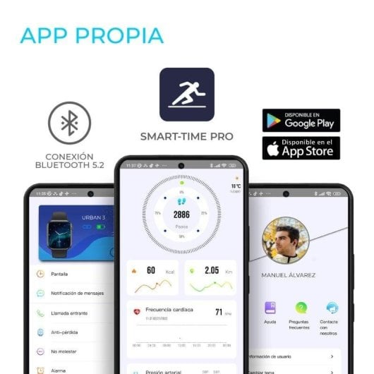 Ksix Urban 3 Bluetooth 42mm Écran IPS Noir Étanche IP67 SpO2 Pulsomètre Tensiomètre