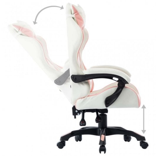 VidaXL Silla Gaming Cuero Sintético Rosa/Blanco
