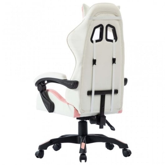 VidaXL Silla Gaming Cuero Sintético Rosa/Blanco