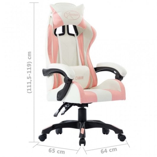 Sedia da gaming VidaXL Pelle sintetica Rosa/Bianco