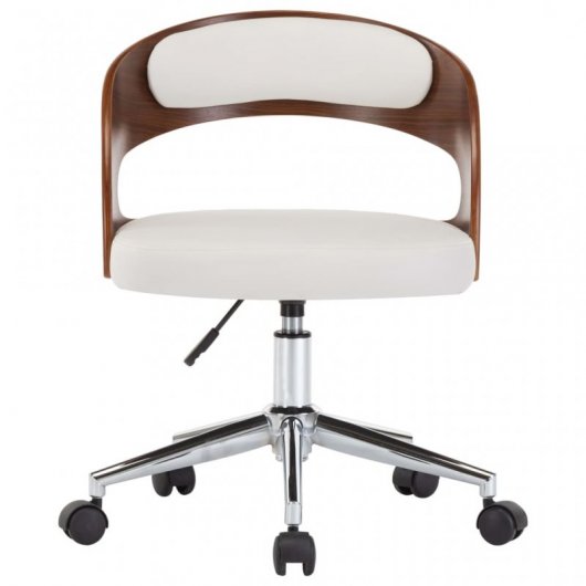 VidaXL Silla Oficina Giratoria Curvada Blanco/Madera
