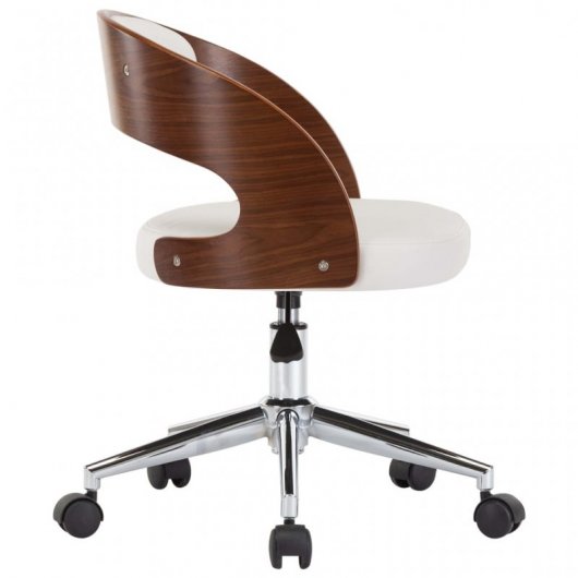 VidaXL Silla Oficina Giratoria Curvada Blanco/Madera