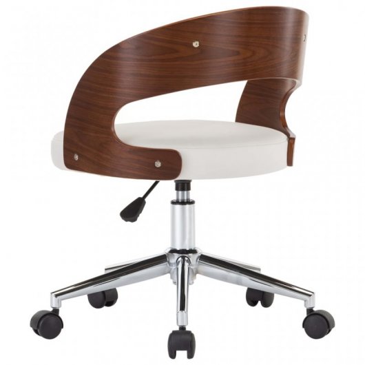 VidaXL Silla Oficina Giratoria Curvada Blanco/Madera