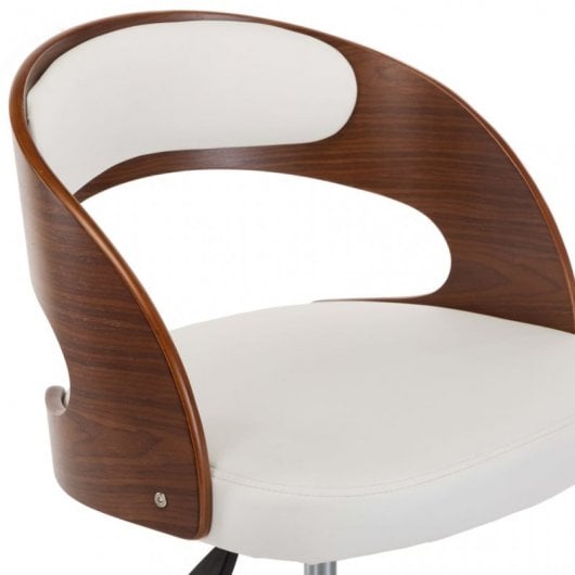 VidaXL Silla Oficina Giratoria Curvada Blanco/Madera