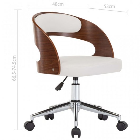 VidaXL Silla Oficina Giratoria Curvada Blanco/Madera