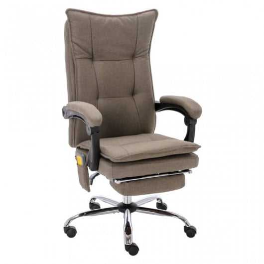 VidaXL Silla de Oficina de Masaje Tela Gris Taupe