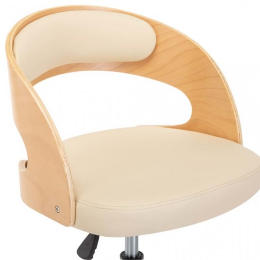 VidaXL Silla Oficina Giratoria Curvada Madera/Crema | PcComponentes.com