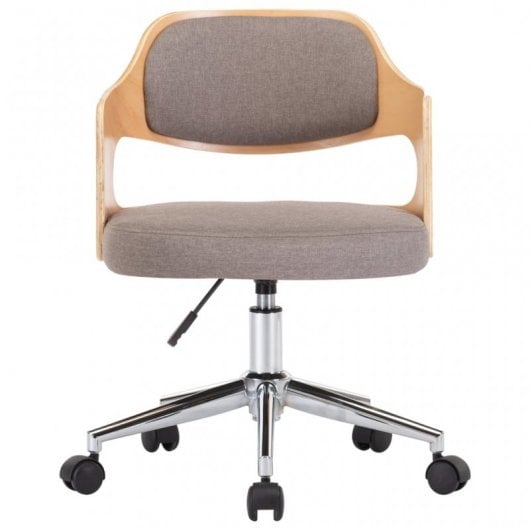 VidaXL chaise de bureau pivotante bois courbé tissu gris