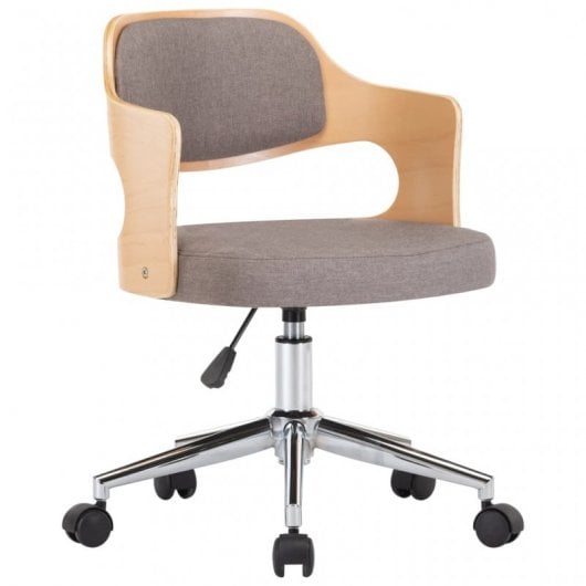 VidaXL chaise de bureau pivotante bois courbé tissu gris