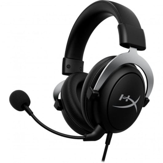Auriculares HyperX CloudX com fio Jack 3,5 mm para Gaming com cancelamento de ruído e microfone, preto/prata