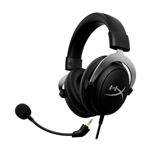 Auriculares HyperX CloudX com fio Jack 3,5 mm para Gaming com cancelamento de ruído e microfone, preto/prata