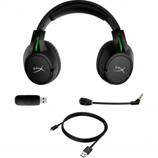Auriculares HyperX CloudX Flight Inalámbricos Wireless Gaming com Cancelamento de Ruído, Microfone Destacável, Mixer de Chat Integrado, Preto e Verde