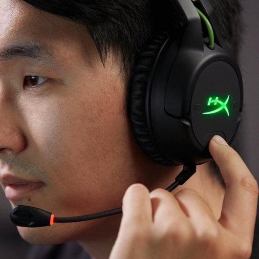 Auriculares HyperX CloudX Flight Inalámbricos Wireless Gaming com Cancelamento de Ruído, Microfone Destacável, Mixer de Chat Integrado, Preto e Verde