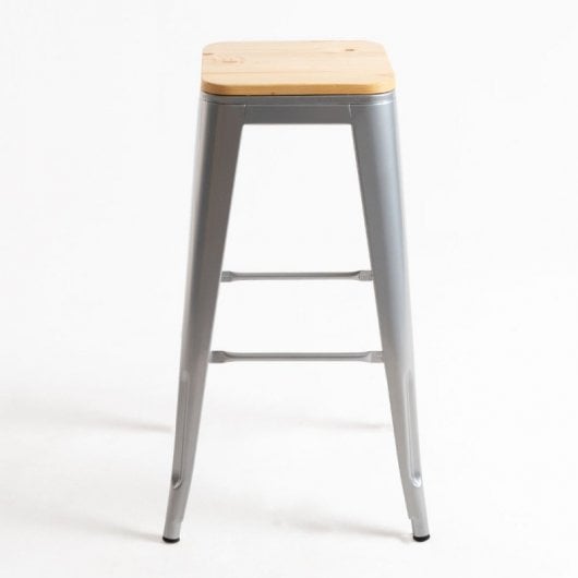 Packs Taburetes Altos - Pack 2 Taburetes Torix Madera Natural - Gris metalizado